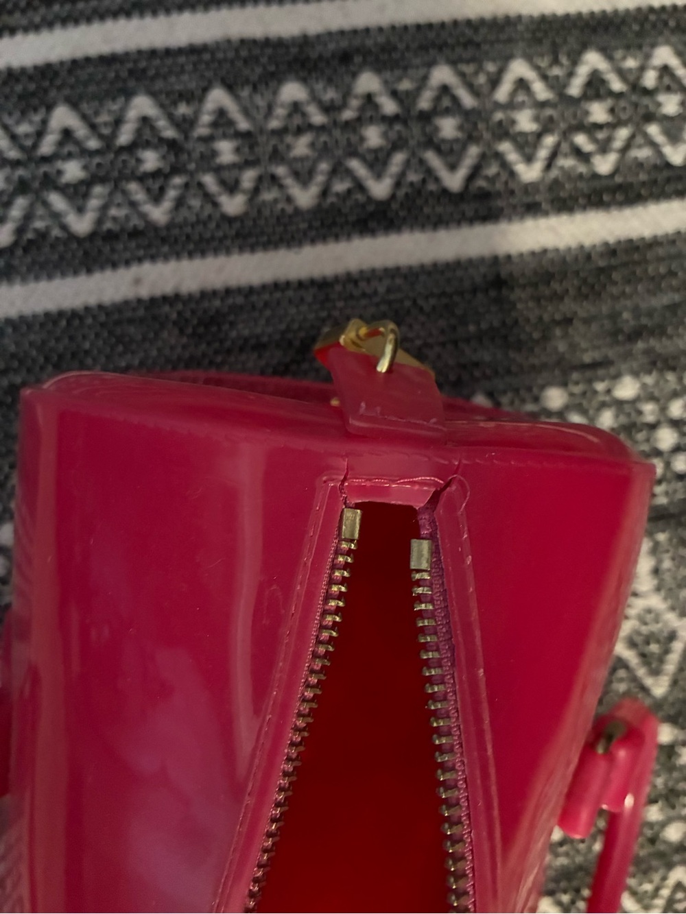 Furla Hot Pink Patent Satchel with Gold Hardware - Picture 4 of 4